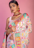 Blush Pink Woven Kashmiri Jamewar Silk Saree