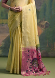 Butter Yellow Woven Cotton Silk Saree