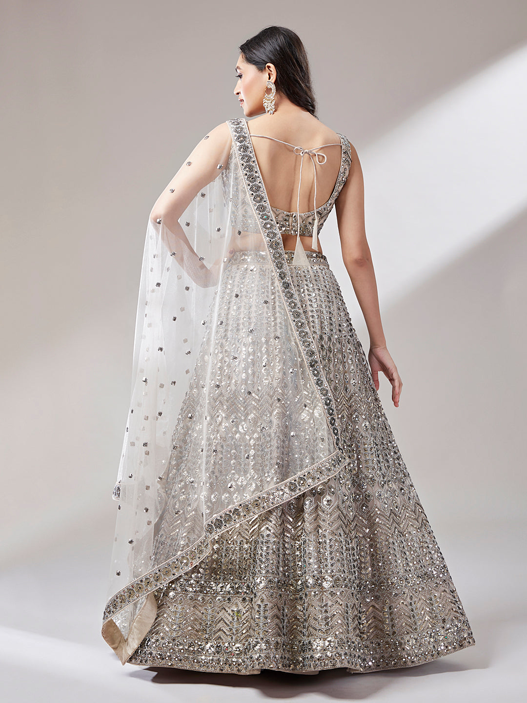 Net Mirror & Sequins Embroiderey Semi-Stitched Lehenga choli  women's fashion mart