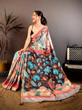 Classic Pen Kalamkari Ghicha Tussar Saree