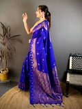 Classic Gold Woven Pallu Contrast Border Saree