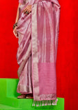 Orchid Pink Woven Banarasi Tissue Silk Saree