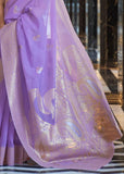 Lilac Purple Woven Banarasi Linen Silk Saree