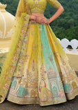 Bright Lime Green Heavy Embroidered Designer Lehenga Set