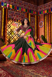 Designer Black Navratri Lehenga Choli Print With Mirror And Embroidery Work
