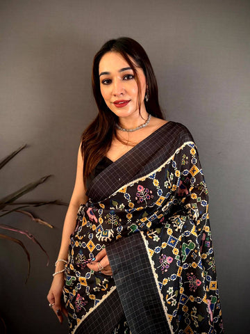 Exclusive Ikkat Pochampally Soft Tussar Saree