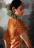 Burnt Orange Woven Banarasi Organza Silk Saree