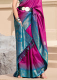 Fuchsia Purple Woven Banarasi Silk Saree