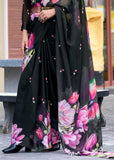Phantom Black Printed Georgette Saree