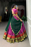 Elegant Traditional Zari Border Lehengas with Contrasting Dupattas Perfect for Festive & Wedding Occasions - women's fashion mart