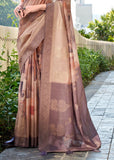 Tulipwood Purple Woven Banarasi Printed Silk Saree