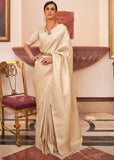 Antique White Woven Kanjivaram Silk Saree