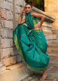 Basil Green Woven Banarasi Soft Silk Saree