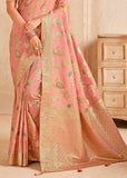 Bloom Peach Woven Banarasi Silk Saree
