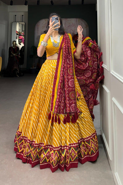 Gorgeous Patola Leheriyu Print Lehenga Choli  women's fashion mart