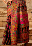 Black Multicolor Woven Kashmiri Jamewar Saree