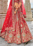 Bridal Red Heavy Embroidered Designer Lehenga