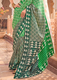Classic Green Printed Bandhini Patola Silk Saree