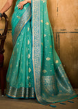 Aqua Green Woven Banarasi Silk Saree