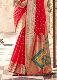 Bridal Red Woven Banarasi Soft Silk Saree