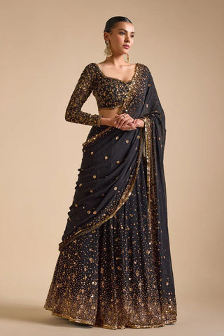 Black Premium Georgette Embellished With Beautiful Embroidery Work , Heavy Sequins Work Lehenga - INSPIRED | Ready To Wear  women's fashion mart