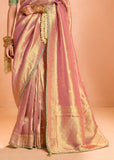 Delight Pink Woven Banarasi Designer Tissue Silk Saree With Embroidered Blouse