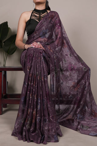 Floral Lurex Brasso Saree