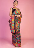 Black And Multicolor Woven Kashmiri Jamewar Silk Saree