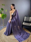 Lavender Frost Rangoli Silk Saree  women's fashion mart