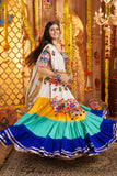 Beautiful Viscose Cotton Traditional Tread Embroidered With Mirror Work Navratri Lehenga Choli