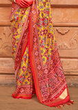 Yellow And Red Printed Patola Silk Saree