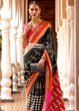 Black And Red Printed Patola Silk Saree