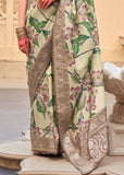 Cream And Beige Floral Printed Soft Silk Saree