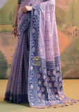 Sweet Purple Woven Cotton Jamdani Saree