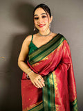 Red Banarasi Katan Silk Gadwal Zari Saree