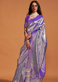 Deep Purple Woven Kanjivaram Silk Saree