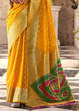 Vibrant Yellow Woven Banarasi Soft Silk Saree