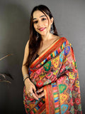 Celebrity Elegance Printed Linen Saree