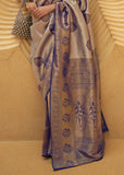 Twilight Blue Woven Kanjivaram Silk Saree