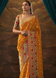 Bronze Orange Woven Paithani Banarasi Soft Silk Saree