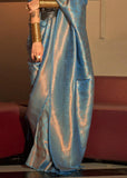 Vista Blue Woven Royal Kanjivaram Silk Saree