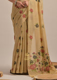 Chiku Beige Woven Cotton Silk Saree