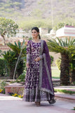 Jacquard With Sequins Embroidered Work Gown & Dupatta Set - women's fashion mart