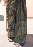 Black And Gold Woven Banarasi Brocade Silk Saree