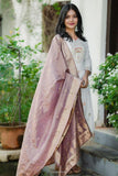 White Jacquard Mina Work Pure Viscose Muslin Cotton Kurta Set -WOMEN FASHION XS women's fashion mart
