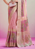 Candy Pink Woven Georgette Silk Saree