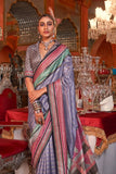 Luxurious Lavender Kanjivaram and Patola Printed Silk Saree - women's fashion mart