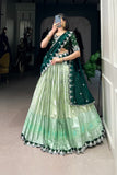 Zari Kota Lehenga Set With Embroidered Vichitra Silk Dupatta & Banglory Blouse
