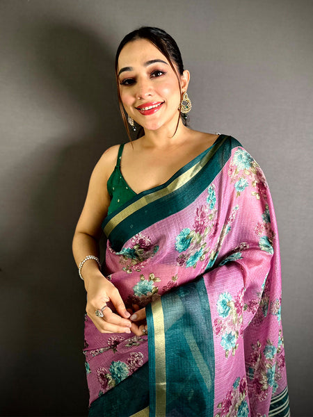 Artisan Kota Doriya Printed Floral Saree
