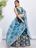 Georgette Golden Dull-Bright Sequin,Threaded Embroidered Semi-Stitched Lehenga choli  women's fashion mart